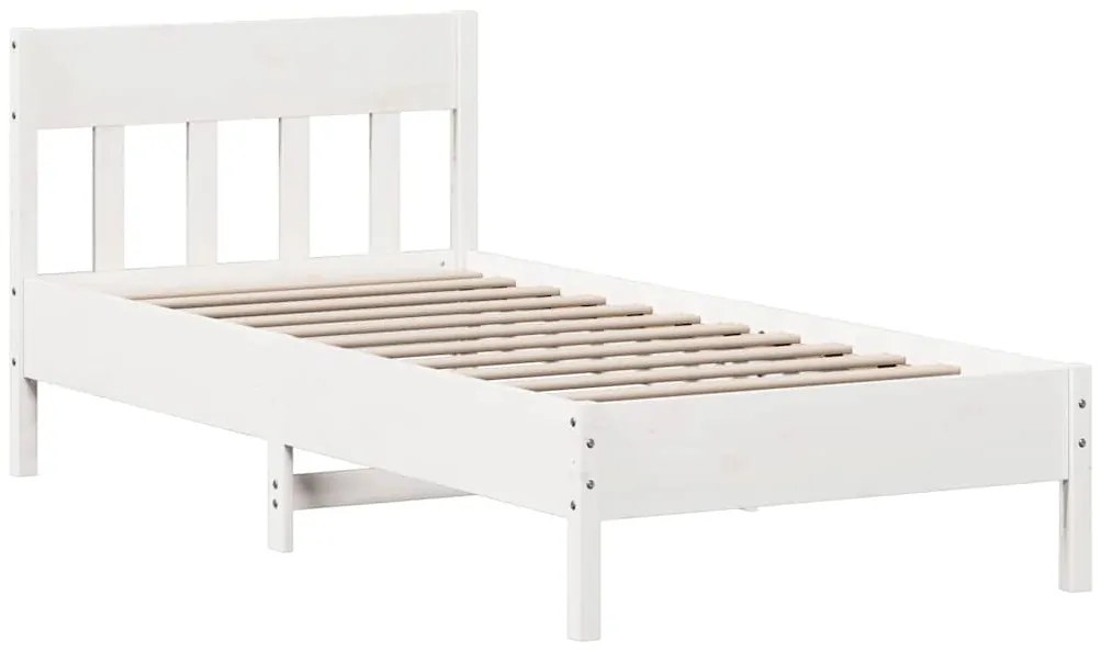 Cama sem colchão 100x200 cm madeira de pinho maciça branco
