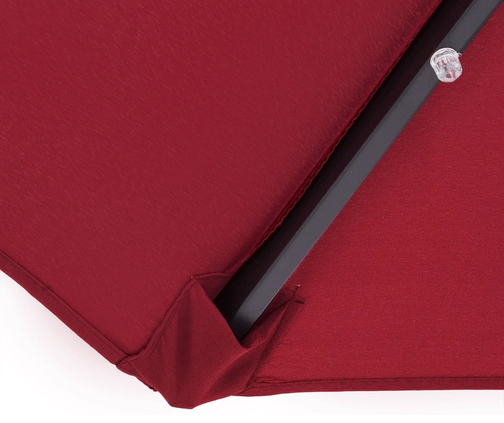 Guarda-sol Miami em alumínio com iluminação LED e Proteção UV 80+, Ø270 x 236 cm Vermelho