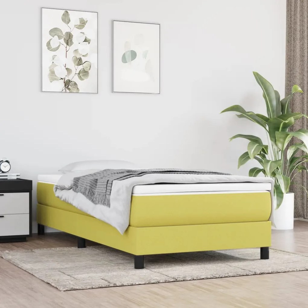 vidaXL Estrutura de cama 90x190 cm tecido verde
