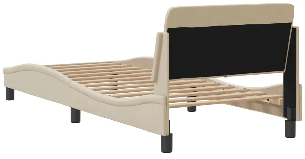 Estrutura cama c/ cabeceira sem colchão tecido 90x200 cm creme