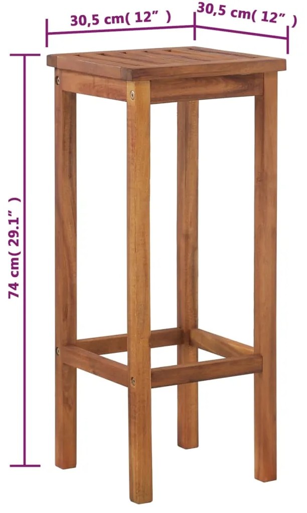 Bancos de bar 2 pcs madeira de acácia maciça