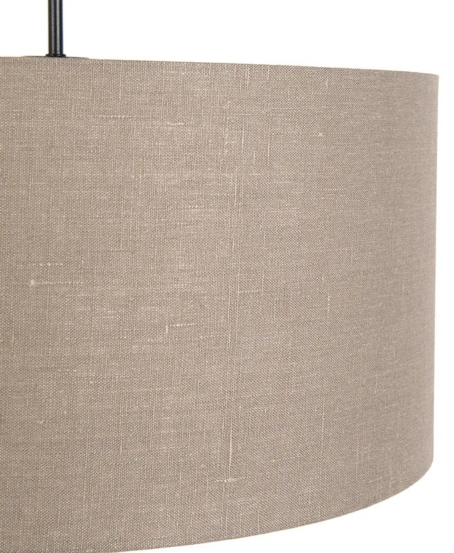 Candeeiro de suspensão rústico preto com aba-juro castanho 50 cm - Combi 1 Moderno,Rústico