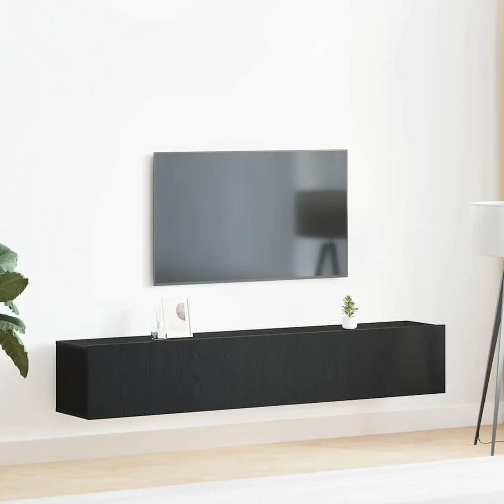 Conjunto de Estante para TV de 2 Peças Preto em Madeira de Engenharia