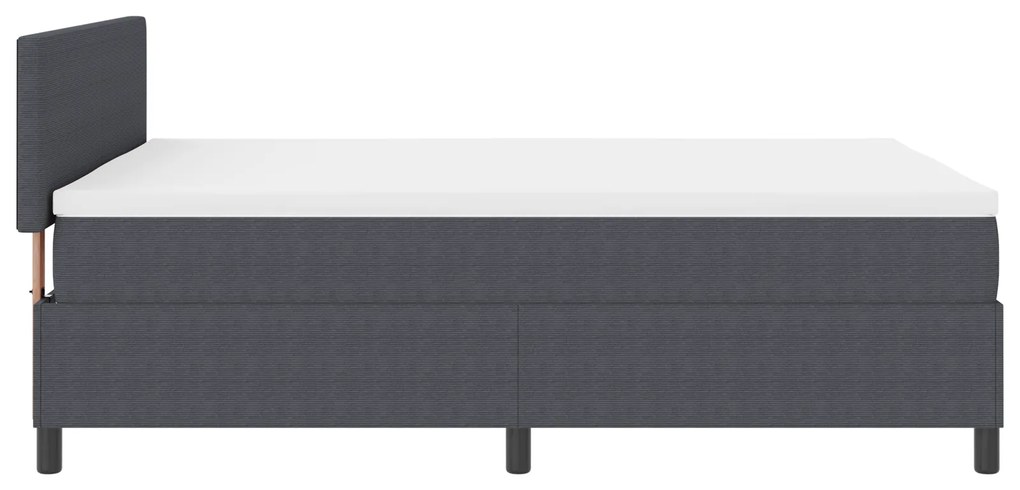 Cama Box com Colchão Cinza Escuro 160x200 cm Tecido de Veludo Cotelê