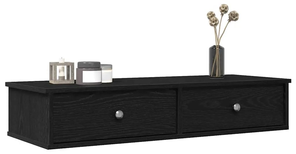 vidaXL Prateleira parede c/ gavetas 100x37,5x19cm deriv. madeira preto