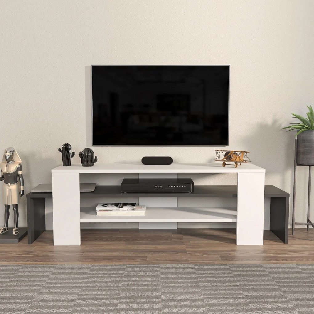 Suporte para TV Lenora – Branco e Antracite – 150x45x35 cm
