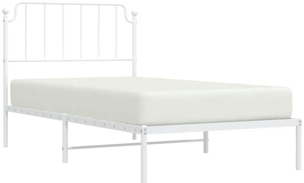 Estrutura de cama com cabeceira 100x190 cm metal branco