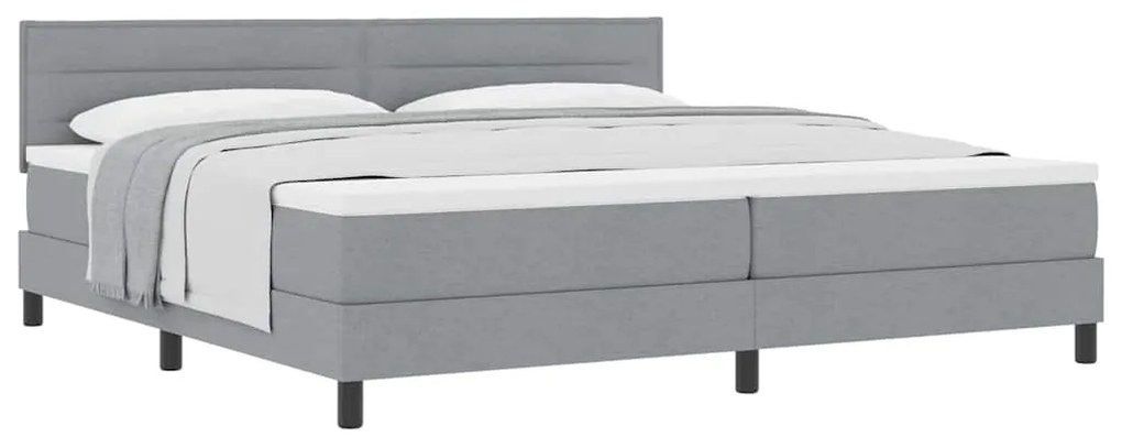 Cama Box com Colchão Cinza Claro 200x200 cm Tecido