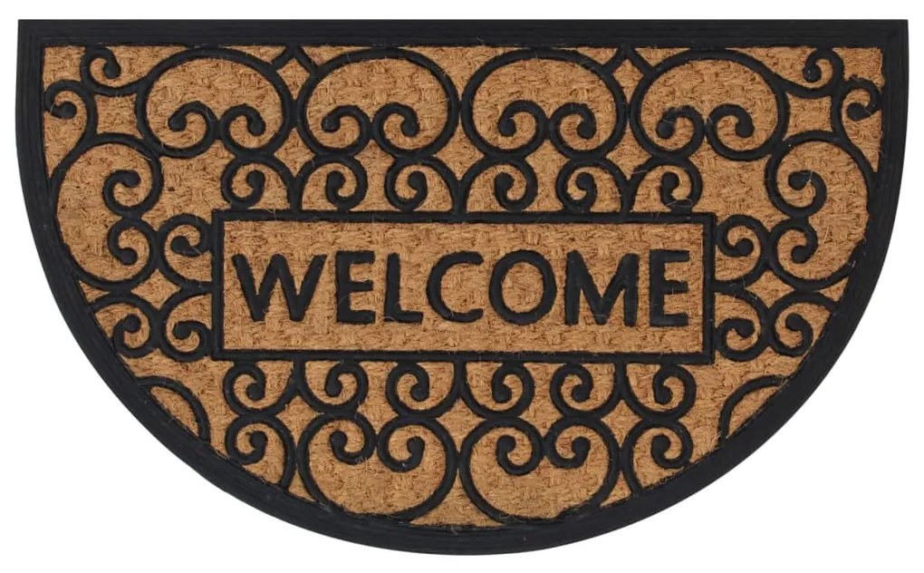 vidaXL Tapete de porta semicircular 45x75 cm borracha e fibra de coco