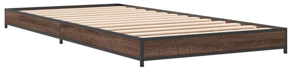 Estrutura de cama derivados de madeira/metal carvalho castanho