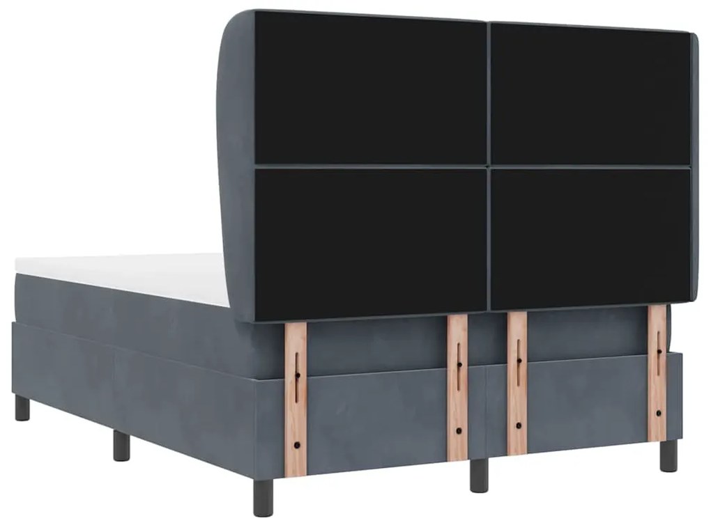 Cama Box com Colchão Cinza Escuro 140x190 cm em Veludo.