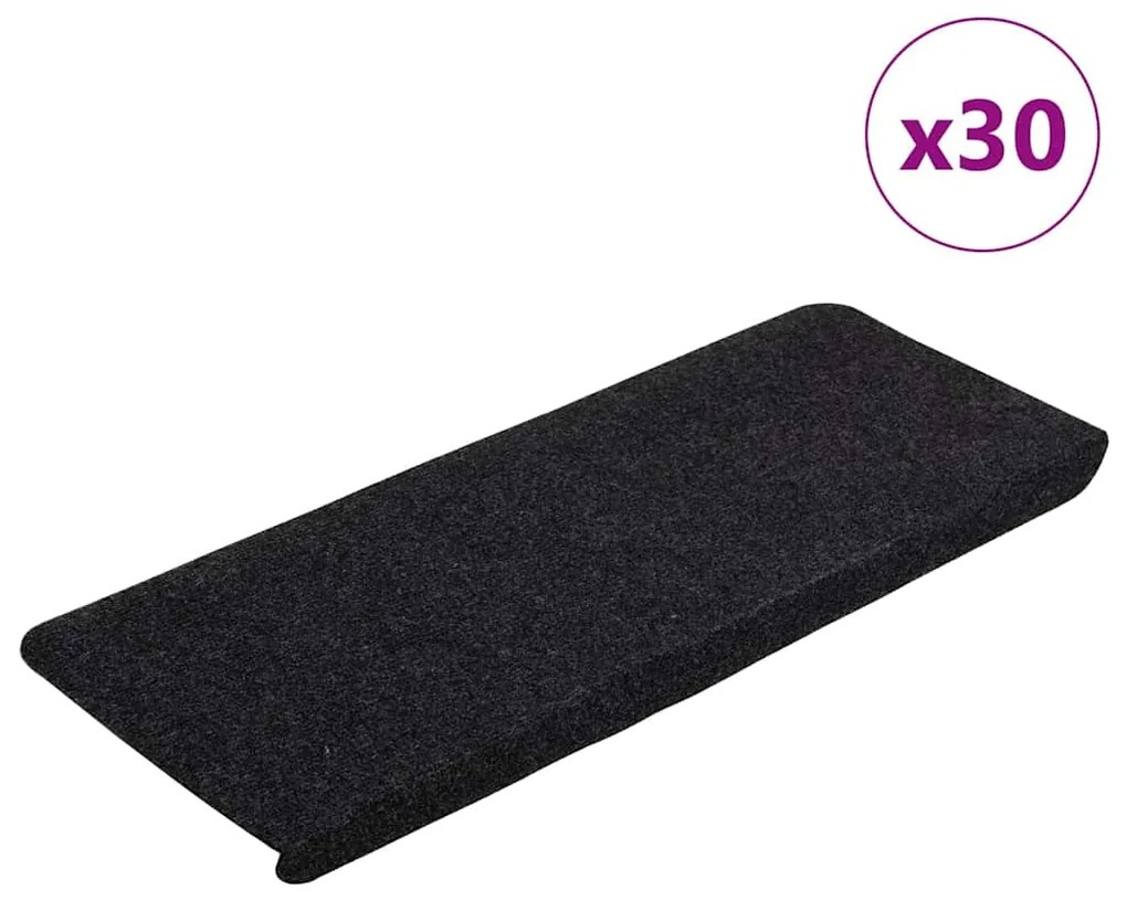 Tapetes de escada adesivos 30 pcs 65x24,5x3,5 cm preto