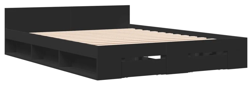 Estrutura cama c/ gavetas 120x190 cm derivados de madeira preto