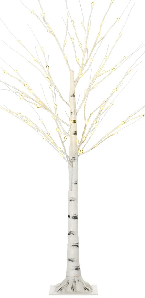 HOMCOM Árvore Bétula 96 Luzes LED IP44 Branco Quente Ramos Flexíveis Decoração Natal 22x22x150cm Estilo Moderno | Aosom Portugal