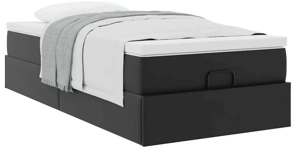 Estrutura de cama otomana com colchão 80x200 cm preta