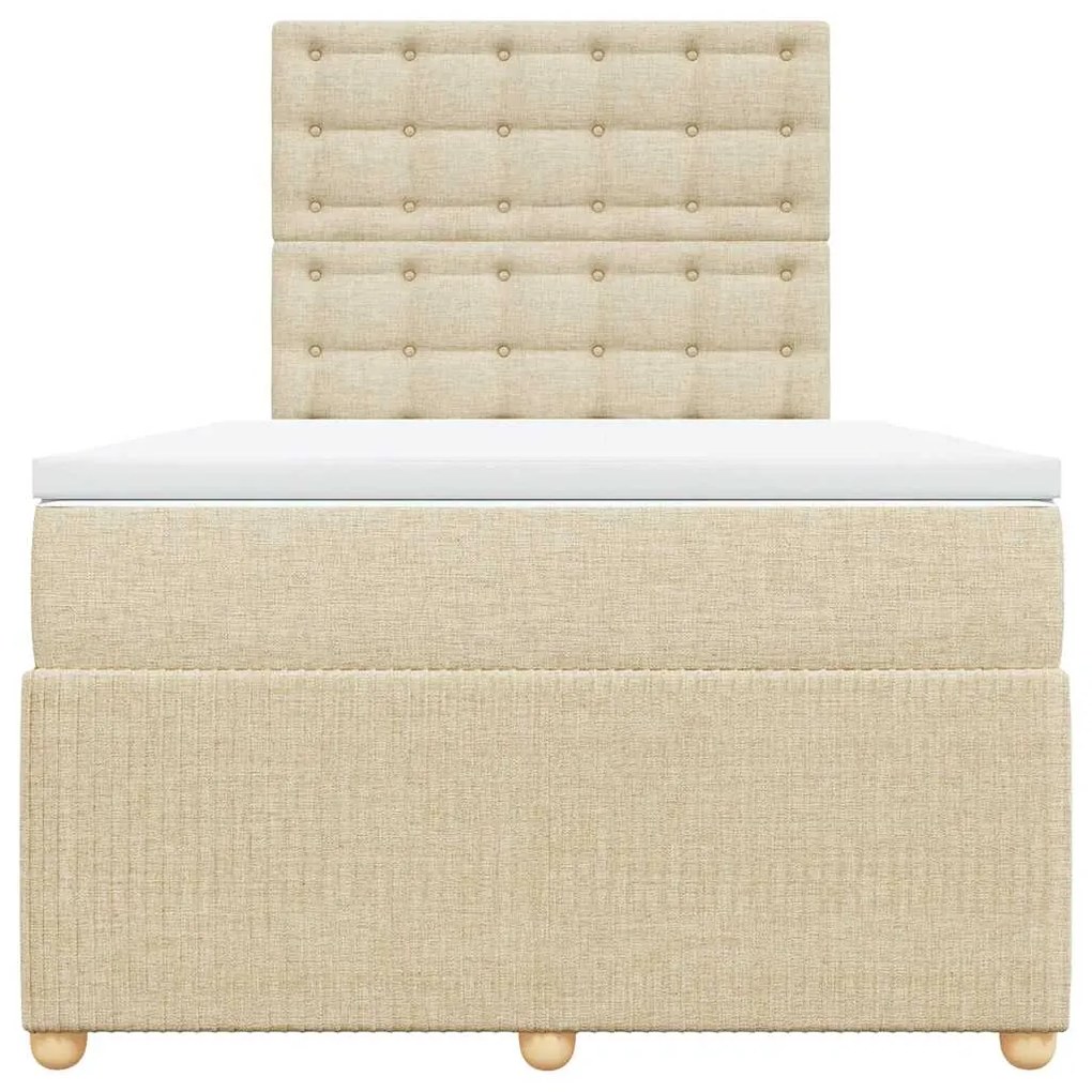 Cama boxspring com colchão 120x190 cm tecido cor creme