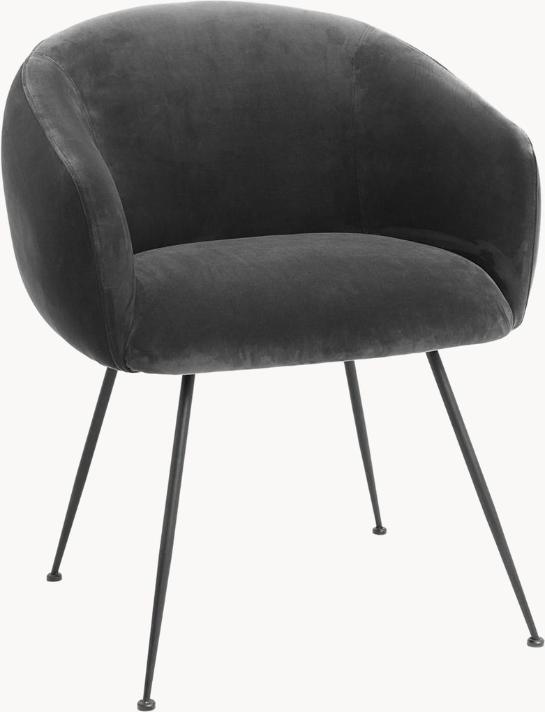 Cadeira de jantar com braços em veludo Elbury