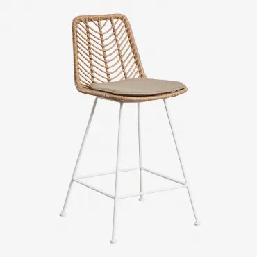 Banco Alto Em Rattan Sintético Gouda Natural Natural & ↑65 Cm & Branco & Castanho Moka - Sklum