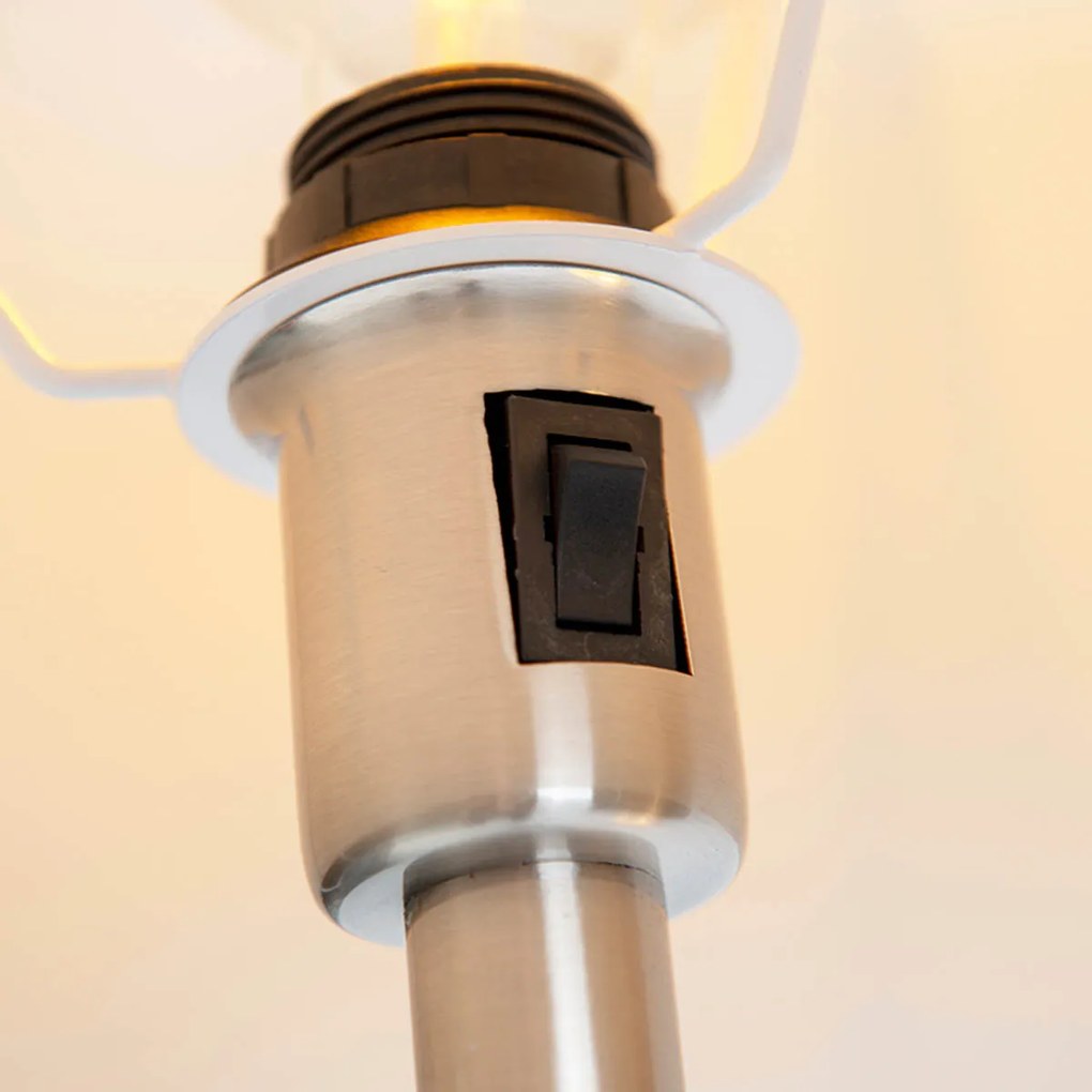 LED Candeeiro de pé inteligente em aço com abajur branco incl. Wifi A60 e E14 - Retro Clássico / Antigo