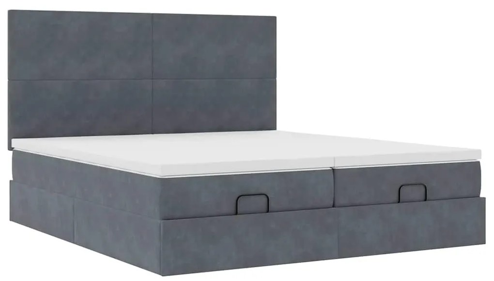 Estrutura cama otomana colchões 160x200 cm cinzento escuro