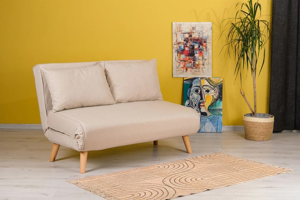 Sofá-Cama 2 Lugares Folde – Creme – 120 x 79 x 80 cm