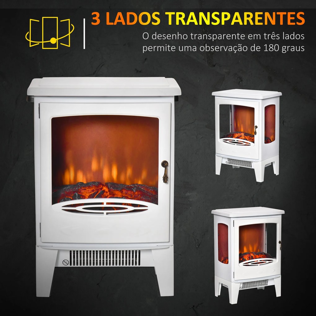Lareira Elétrica 900W/1800W com Temperatura Ajustável e Proteção Sobreaquecimento para 20-25 ㎡ 39x26x54,8 cm Branco