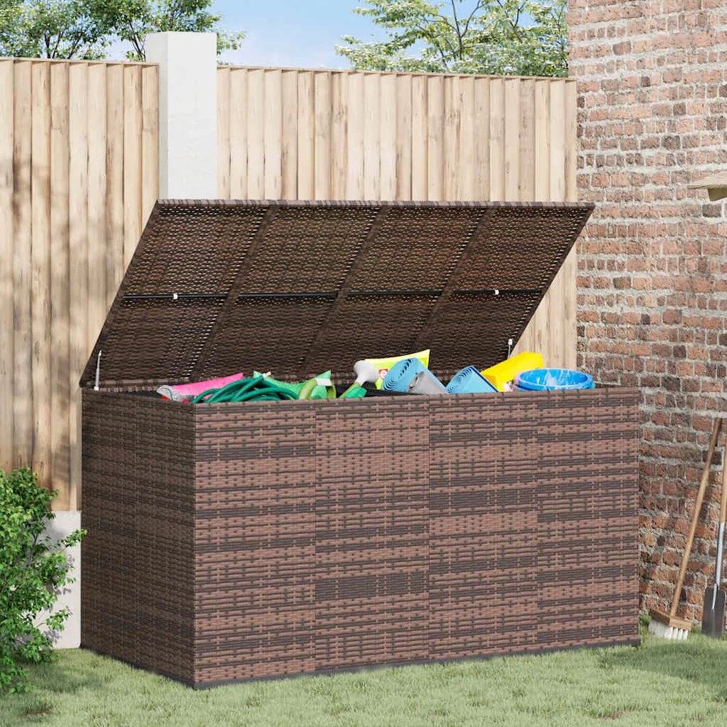vidaXL Caixa para almofadões de jardim 194x100x103 cm vime PE castanho
