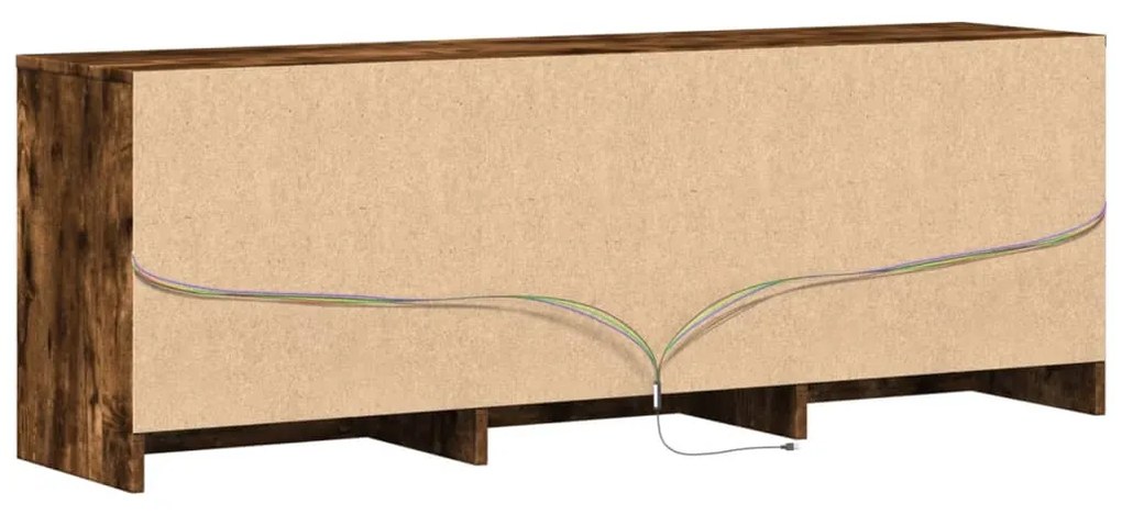 Móvel de TV com luzes LED derivados de madeira carvalho fumado
