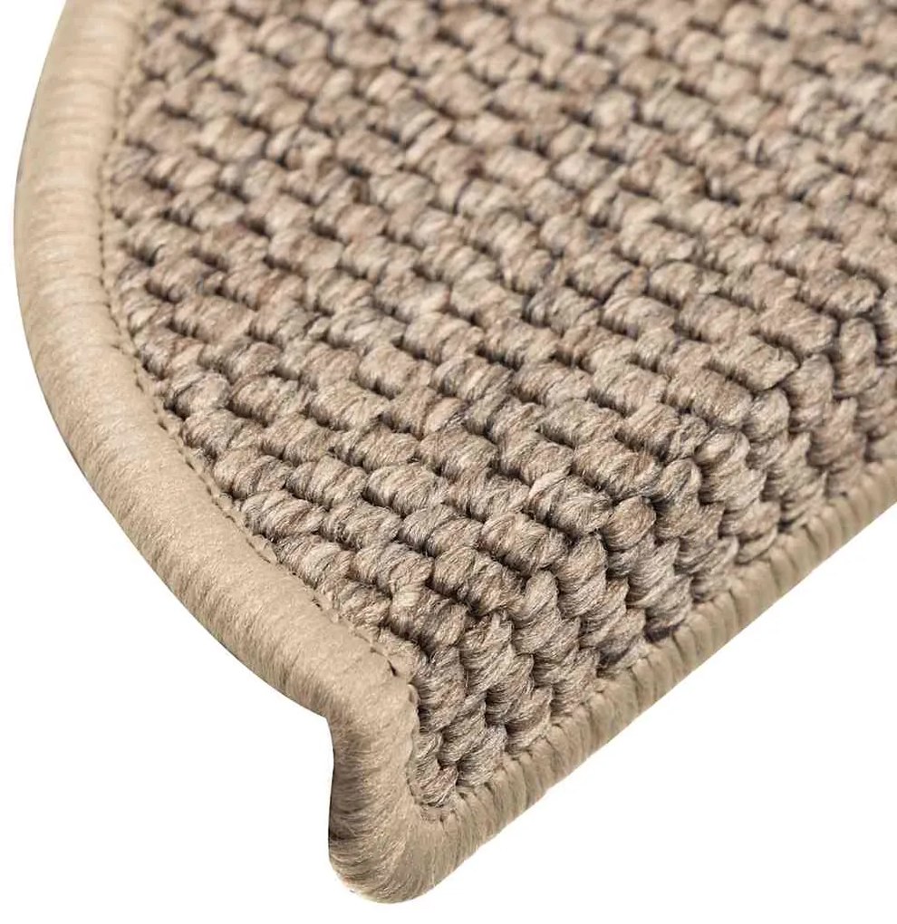 Tapetes escada adesivos aspeto sisal 30 pcs 56x17x3 bege-escuro