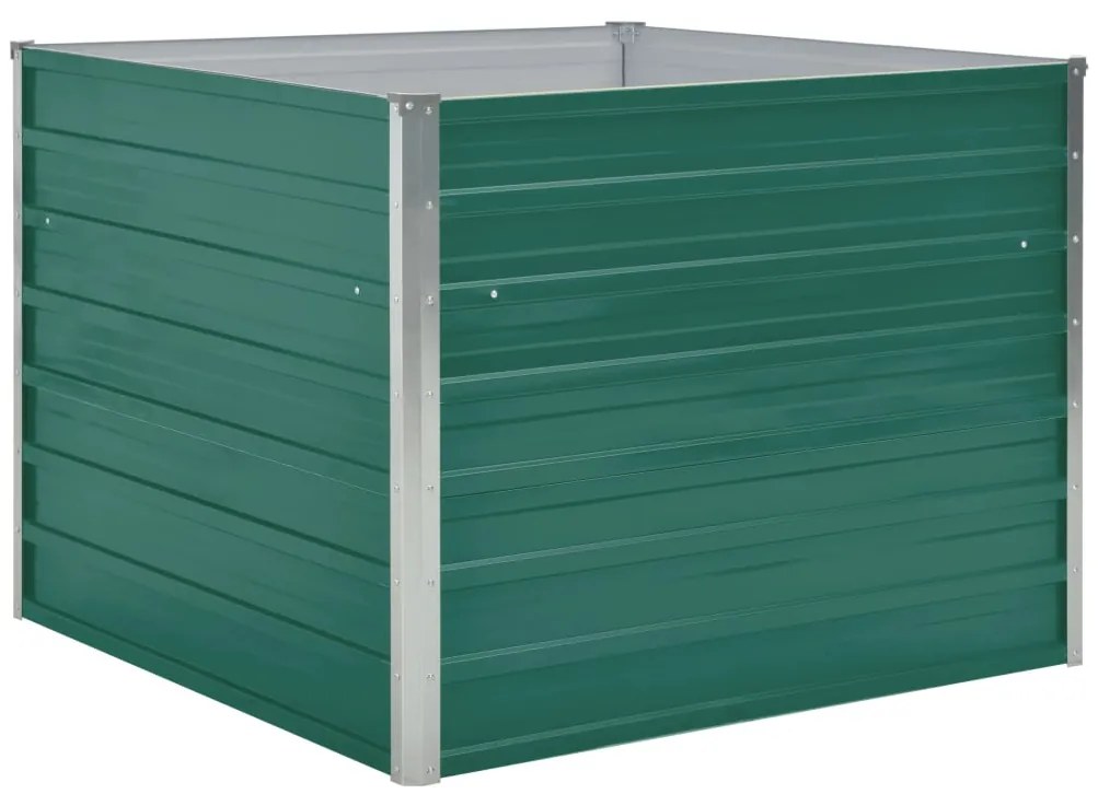Canteiro jardim elevado 100x100x77cm aço galvanizado verde