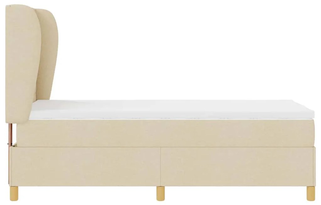 Cama Box Spring vidaXL com Colchão em Creme, 100x200 cm, Tecido
