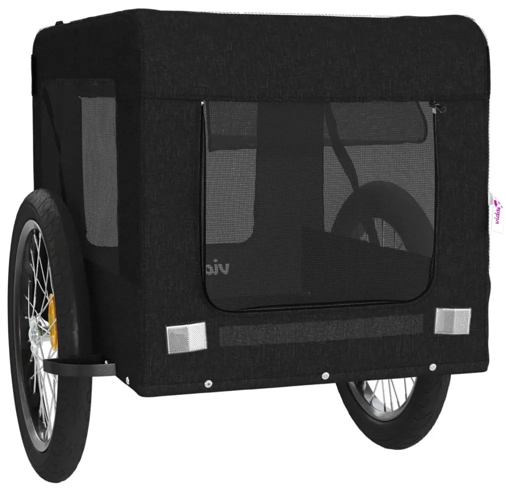 Reboque de bicicleta p/ animais tecido oxford/ferro preto
