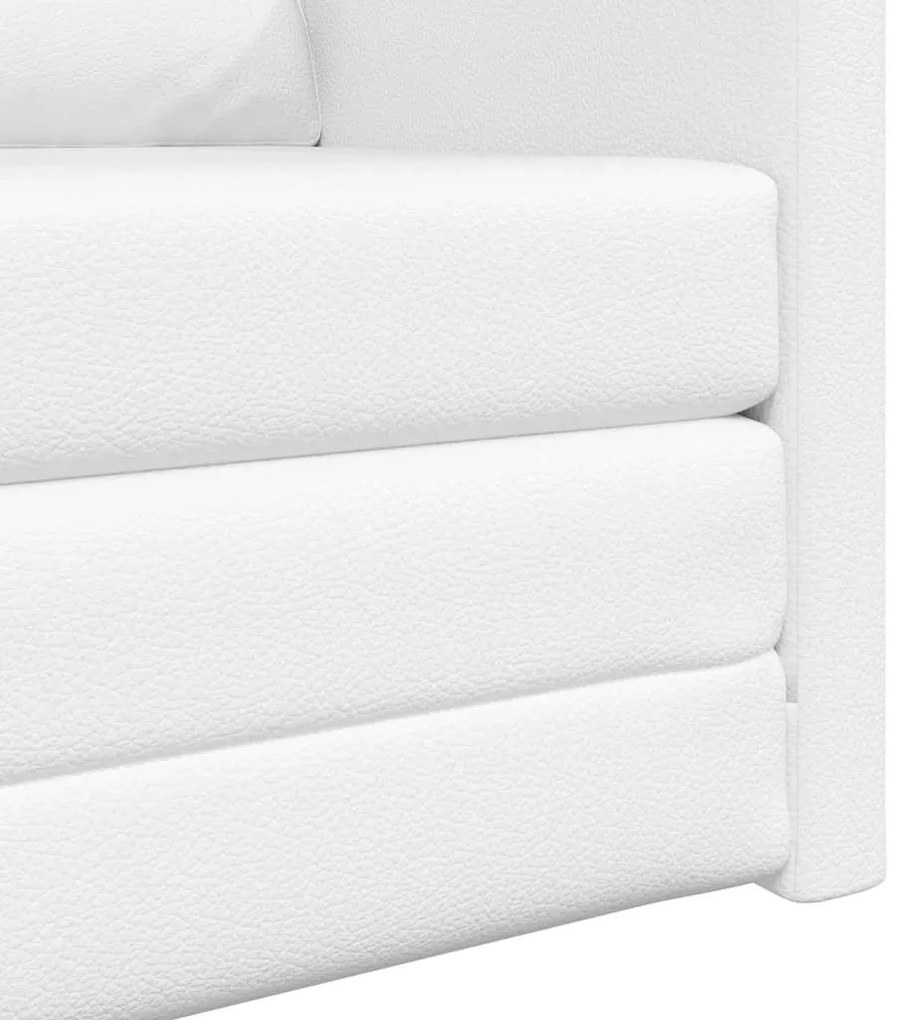 Sofá Cama de Chão 2 em 1 Branco 74x77x81 cm Couro Sintético
