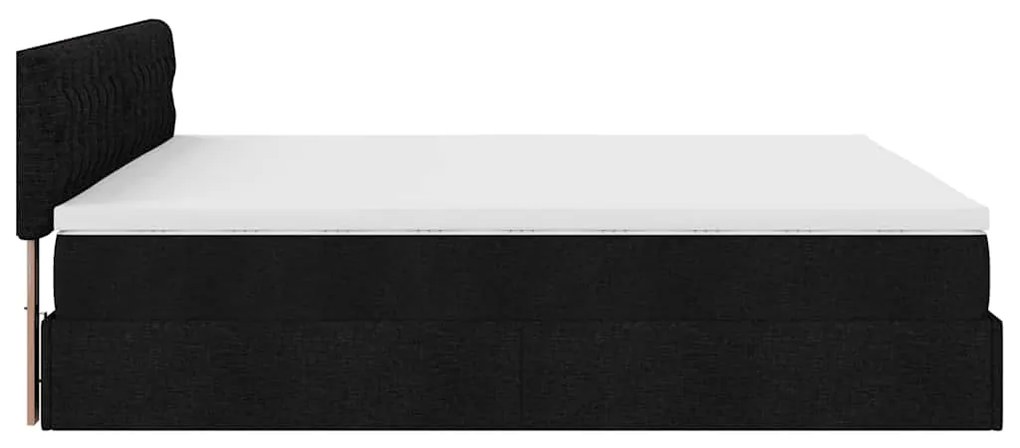 Estrutura de cama otomana com colchão 160x200 cm tecido preto