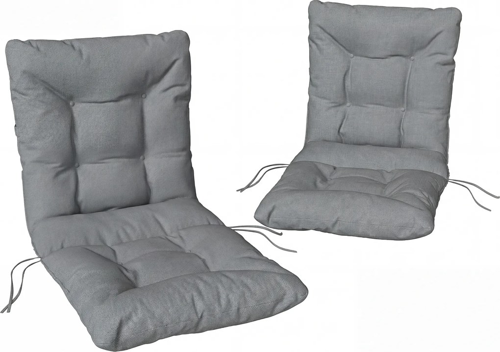 Outsunny Almofada de Assento Exterior com Encosto e Tirantes, Acolchoado repelente à água para interior e exterior, Cinza Claro | Aosom Portugal