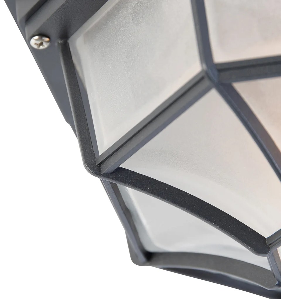 Candeeiro de teto rústico cinzento escuro 26,5 IP44 - Bri