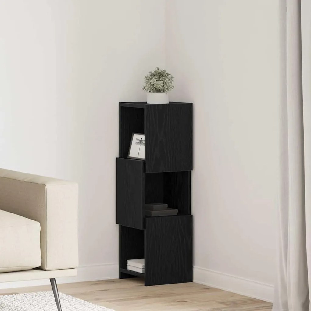 vidaXL Armário de canto Carvalho Preto 25,5x25x80cm Madeira processada