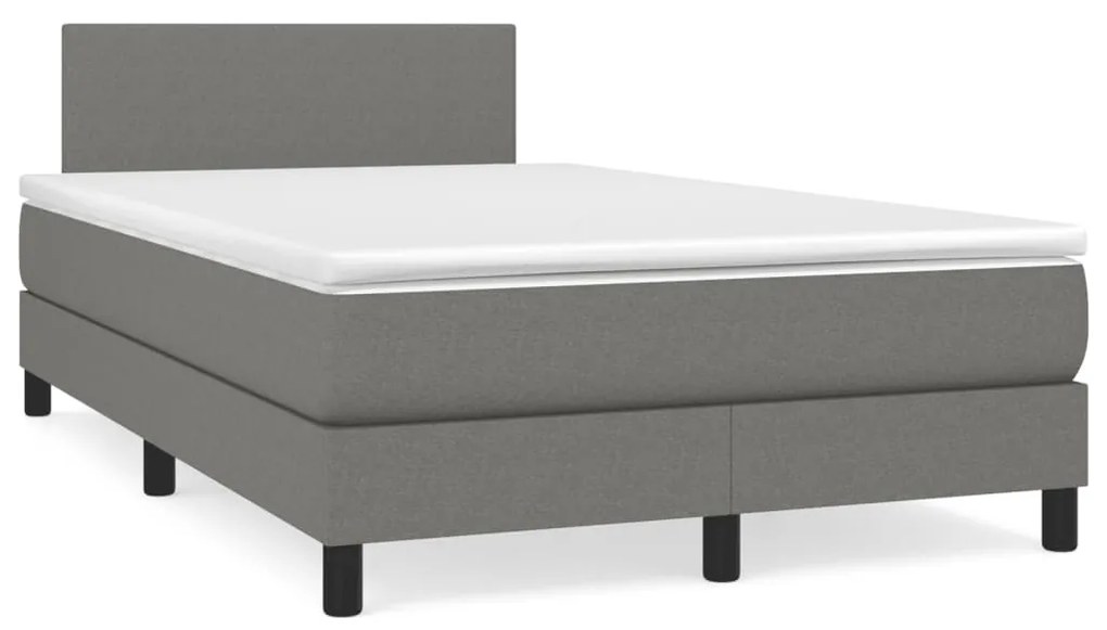 vidaXL Cama box spring c/ colchão e LED 120x190 cm tecido cinza-escuro