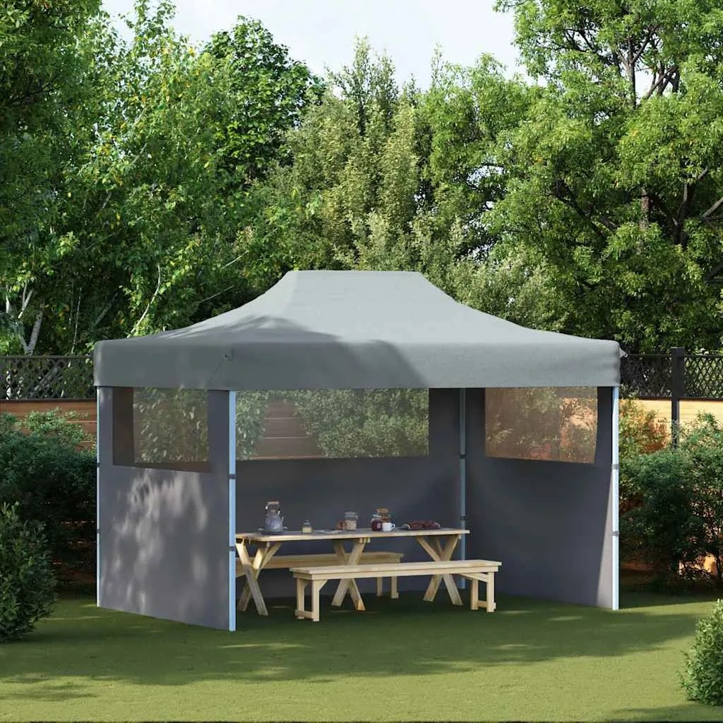 48896 vidaXL Tenda dobrável profissional festas 3 paredes 3x4m aço antracite