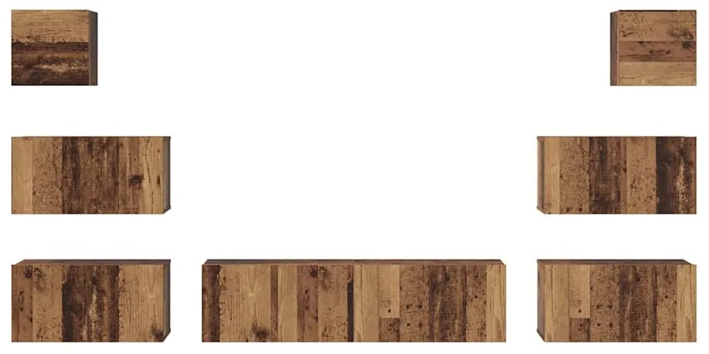 Conjunto de móvel de TV 8 pcs Madeira antiga 60 x 30 x 30 cm