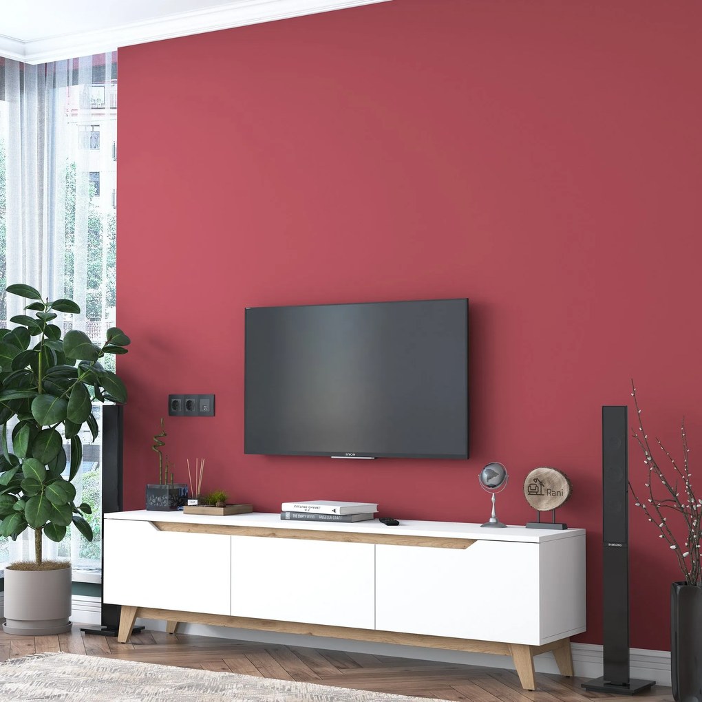 Móvel TV D1 – Branco Nogueira – 180x48,6x35 cm