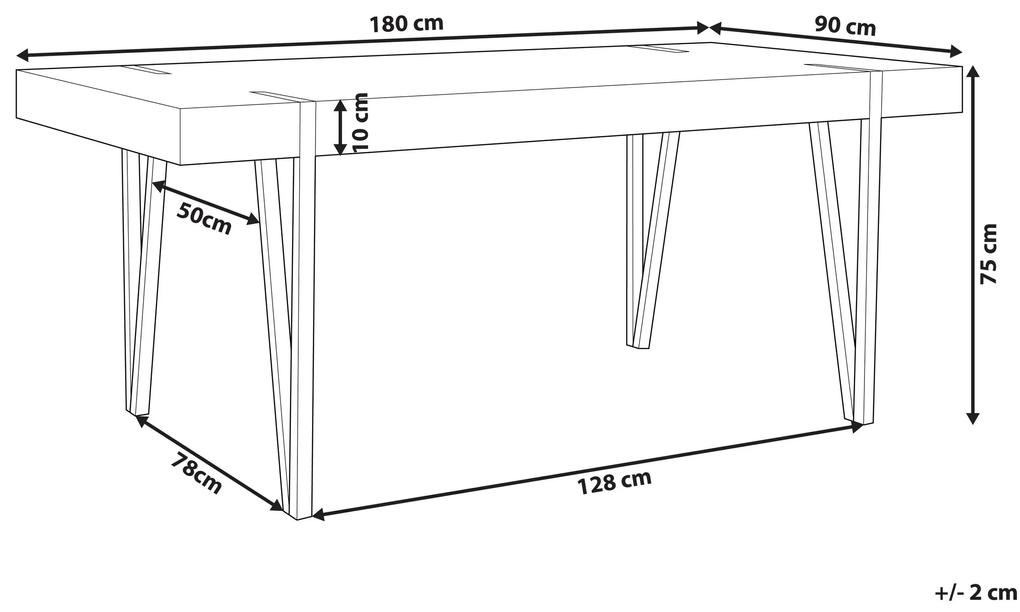 Mesa de jantar em castanho claro com preto 180 x 90 cm ADENA Beliani