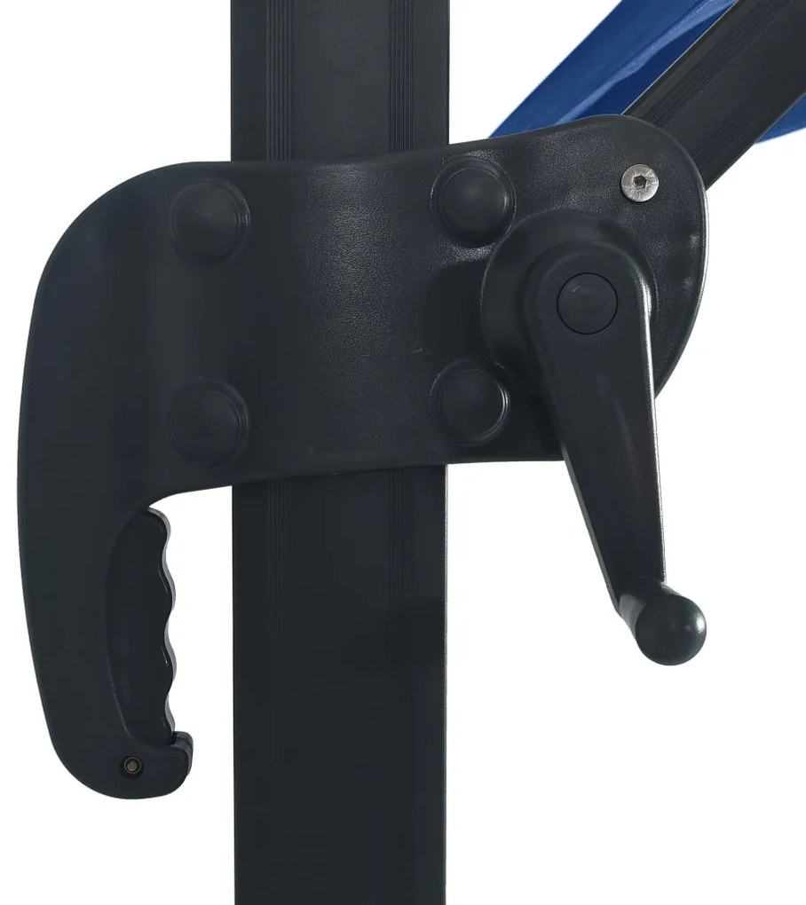 Guarda-sol cantilever c/ luzes LED e poste alumínio azul ciano