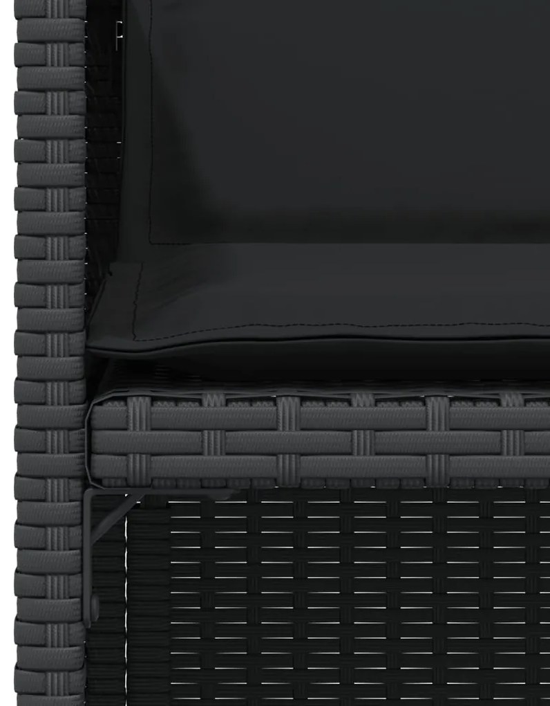 3 pcs conjunto de bistrô com almofadões vime PE preto