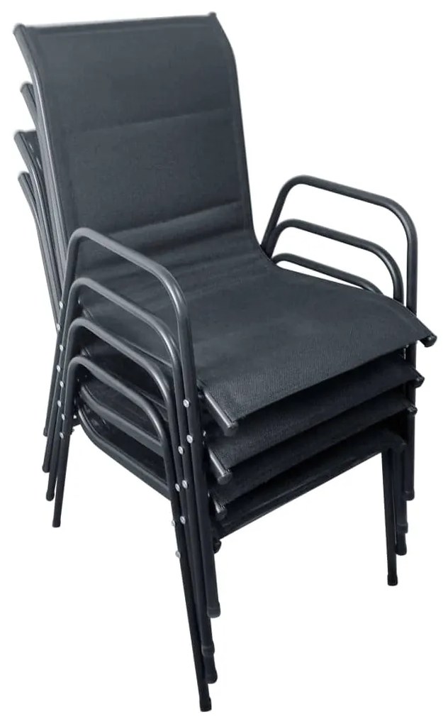 Conjunto de jantar para jardim 5 pcs 80x71 cm aço preto