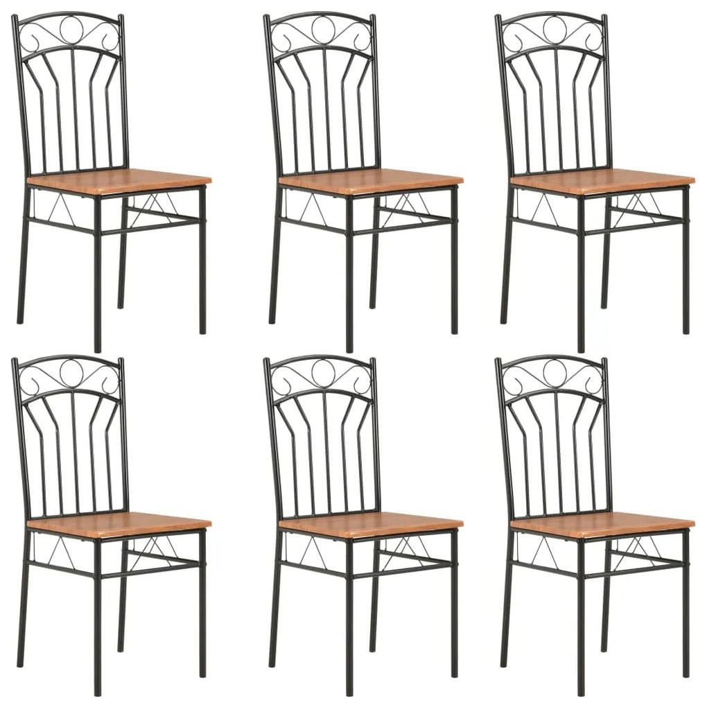 281397 vidaXL Cadeiras de jantar 6 pcs MDF castanho