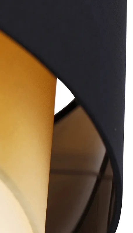 Candeeiro de tecto moderno preto com 50 cm dourado 3 luzes - DRUM DUO Moderno