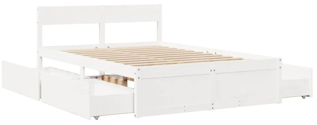 Cama sem colchão 120x200 cm madeira de pinho maciça branco