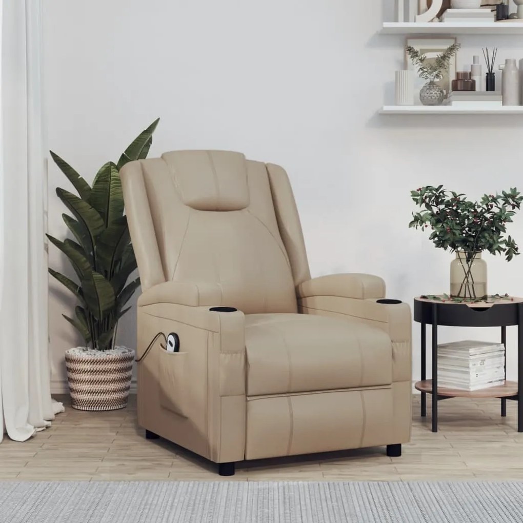 vidaXL Poltrona elevatória couro artificial cappuccino