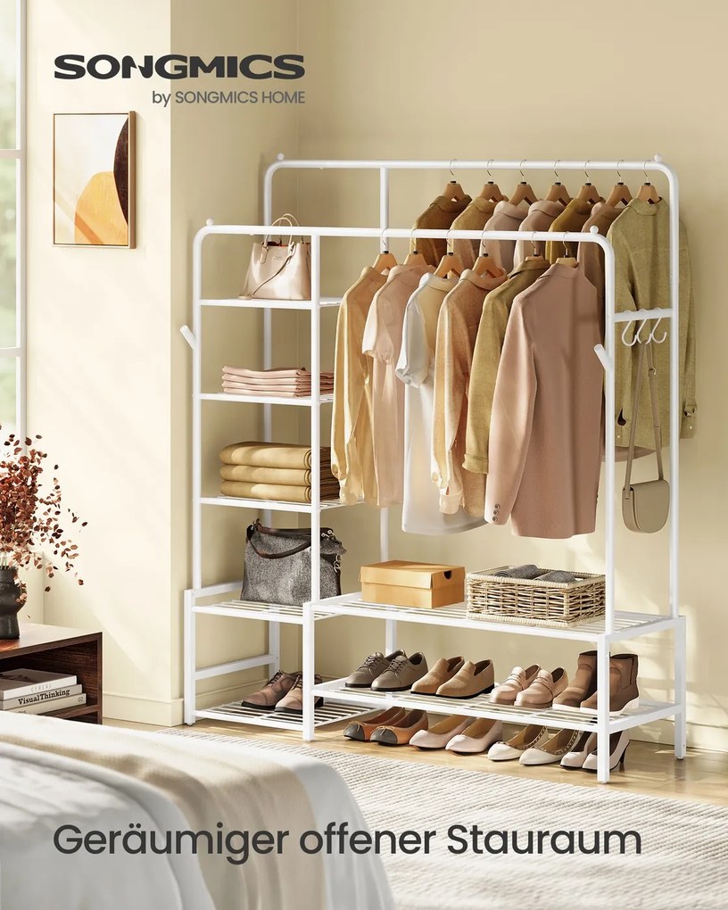 Guarda roupa aberto 45 x 115,8 x 172,8 cm com 7 prateleiras para quarto, branco